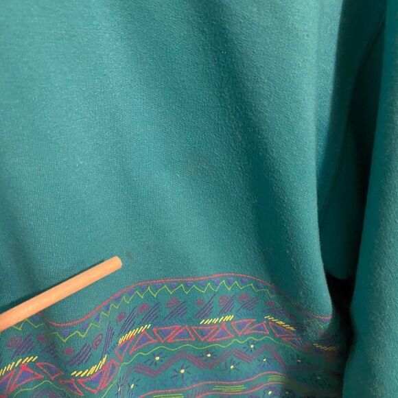 Vintage 90's Blast Yoke Patterned Elbow Length Sleeve Mock Neck Sweater in Small - Picture 10 of 11